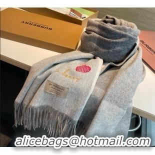 Spot Bulk Burberry Heart Cashmere Long Scarf 70x200cm BR111102 Grey 2025