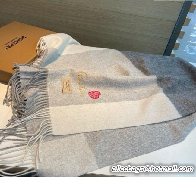 Spot Bulk Burberry Heart Cashmere Long Scarf 70x200cm BR111102 Grey 2025