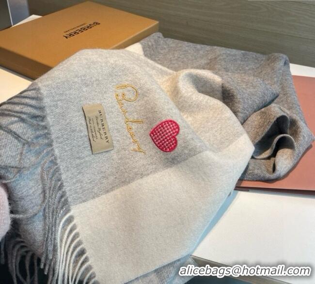 Spot Bulk Burberry Heart Cashmere Long Scarf 70x200cm BR111102 Grey 2025