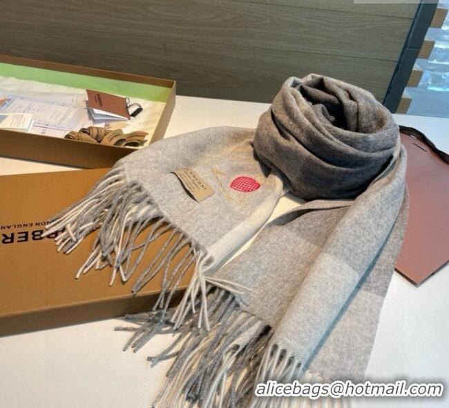 Spot Bulk Burberry Heart Cashmere Long Scarf 70x200cm BR111102 Grey 2025