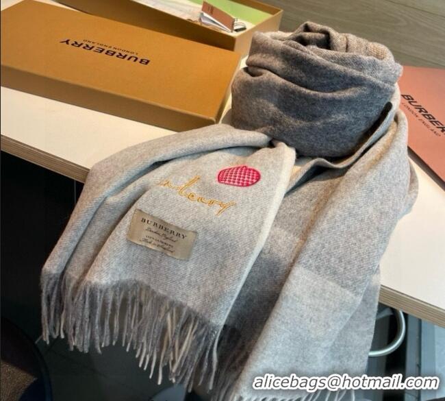 Spot Bulk Burberry Heart Cashmere Long Scarf 70x200cm BR111102 Grey 2025