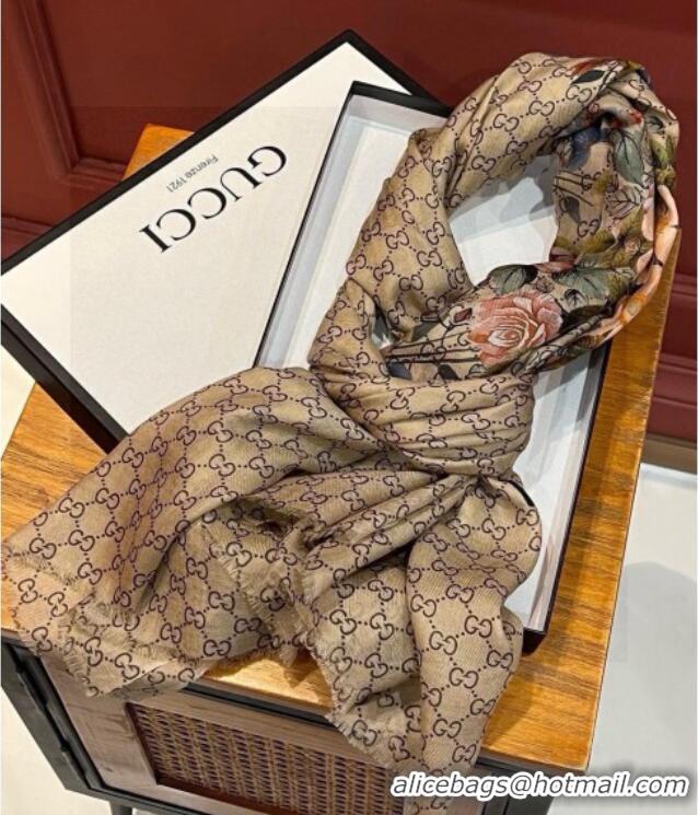 Famous Brand Gucci Cashmere Long Scarf 110x200cm GG111143 Beige 2025