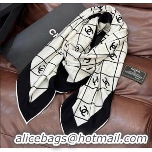 Luxury Cheap Chanel Quilted CC Square Scarf 140cm CH111138 White 2025