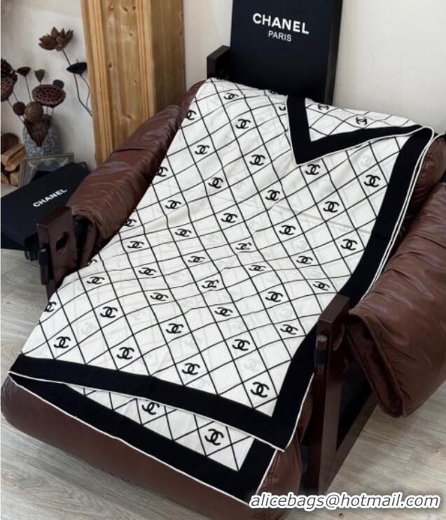 Luxury Cheap Chanel Quilted CC Square Scarf 140cm CH111138 White 2025