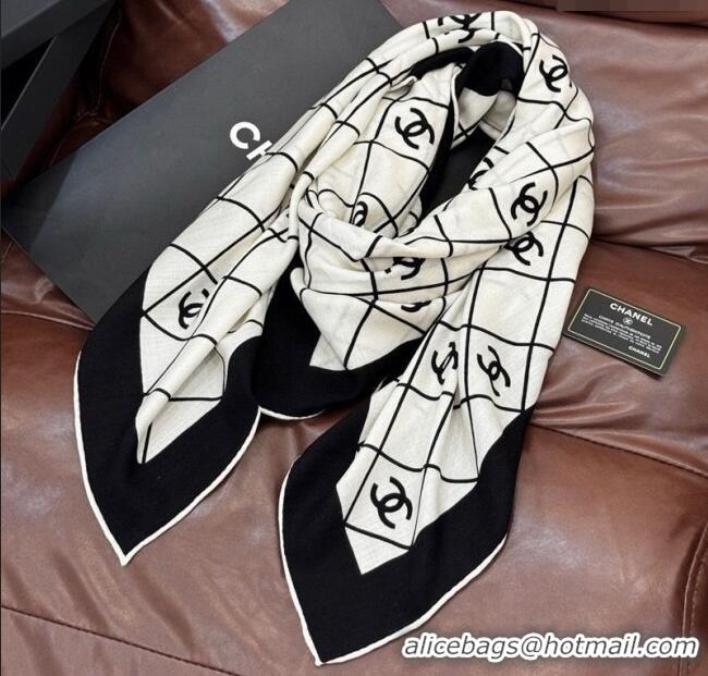 Luxury Cheap Chanel Quilted CC Square Scarf 140cm CH111138 White 2025