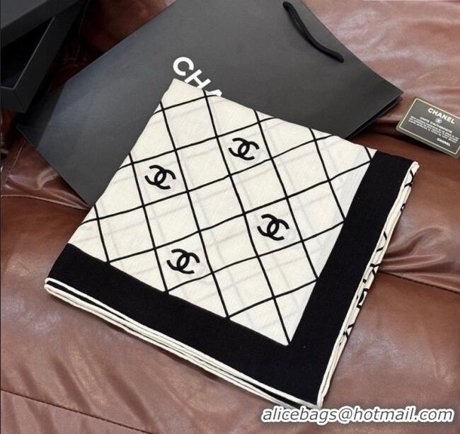 Luxury Cheap Chanel Quilted CC Square Scarf 140cm CH111138 White 2025