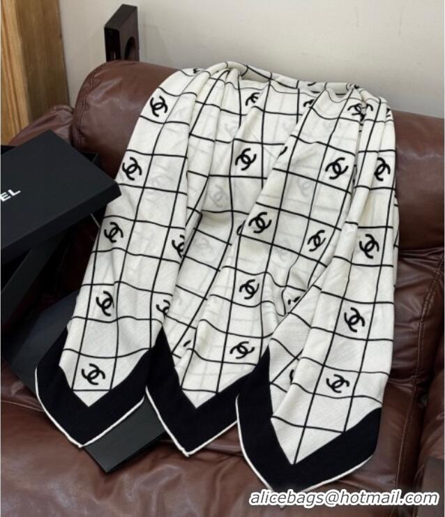 Luxury Cheap Chanel Quilted CC Square Scarf 140cm CH111138 White 2025