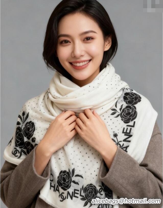 Famous Brand Chanel Cashmere Long Scarf 100x200cm CH111144 White 2025
