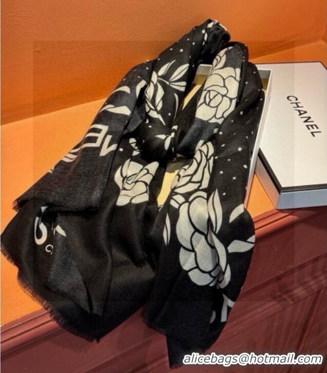 Luxury Discount Chanel Cashmere Long Scarf 100x200cm CH111144 Black 2025