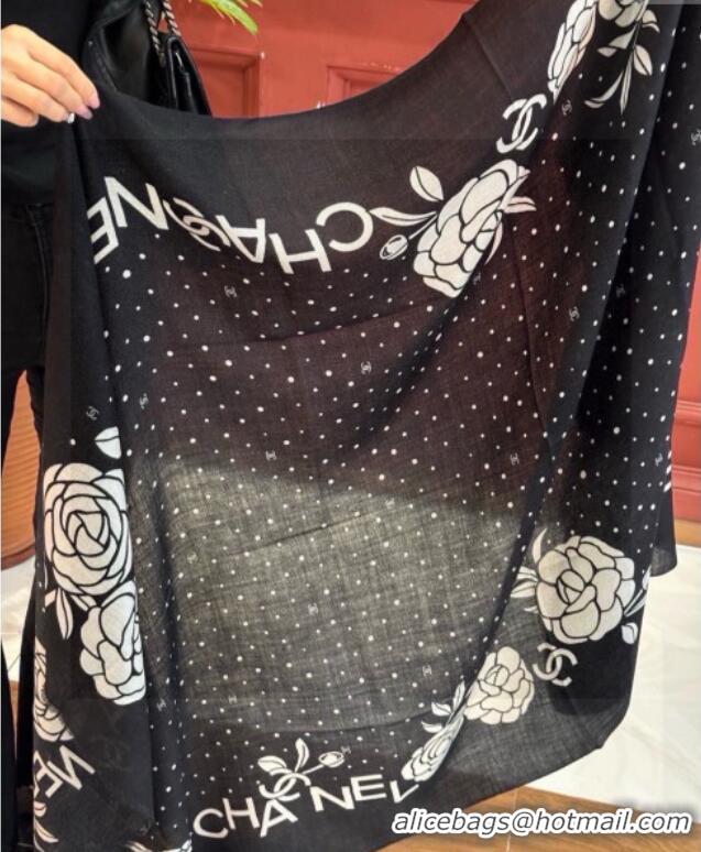 Luxury Discount Chanel Cashmere Long Scarf 100x200cm CH111144 Black 2025