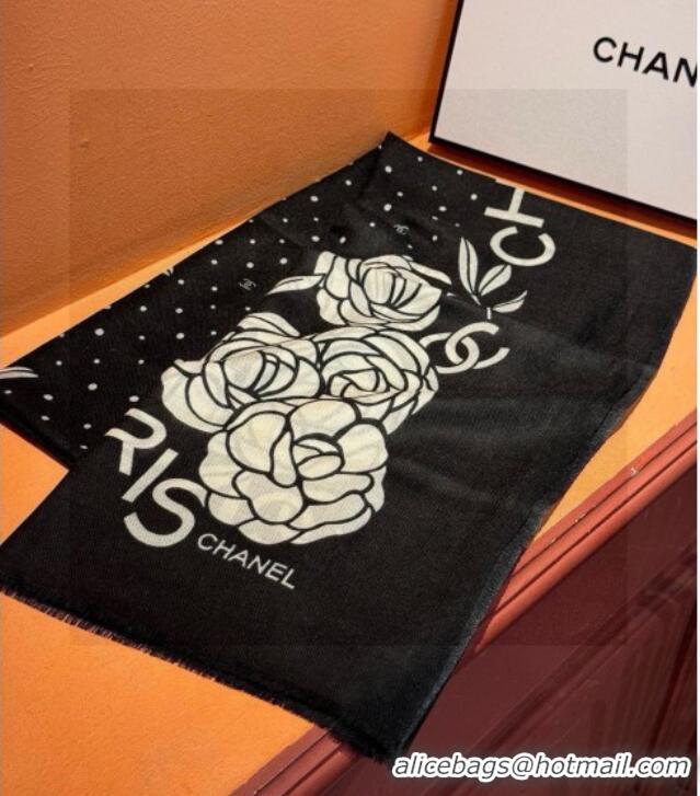 Luxury Discount Chanel Cashmere Long Scarf 100x200cm CH111144 Black 2025