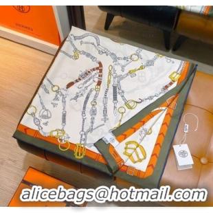 Modern Classic Hermes Silk Square Scarf 90x90cm H111149 Green 2025