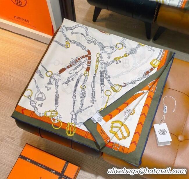 Modern Classic Hermes Silk Square Scarf 90x90cm H111149 Green 2025