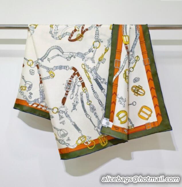 Modern Classic Hermes Silk Square Scarf 90x90cm H111149 Green 2025