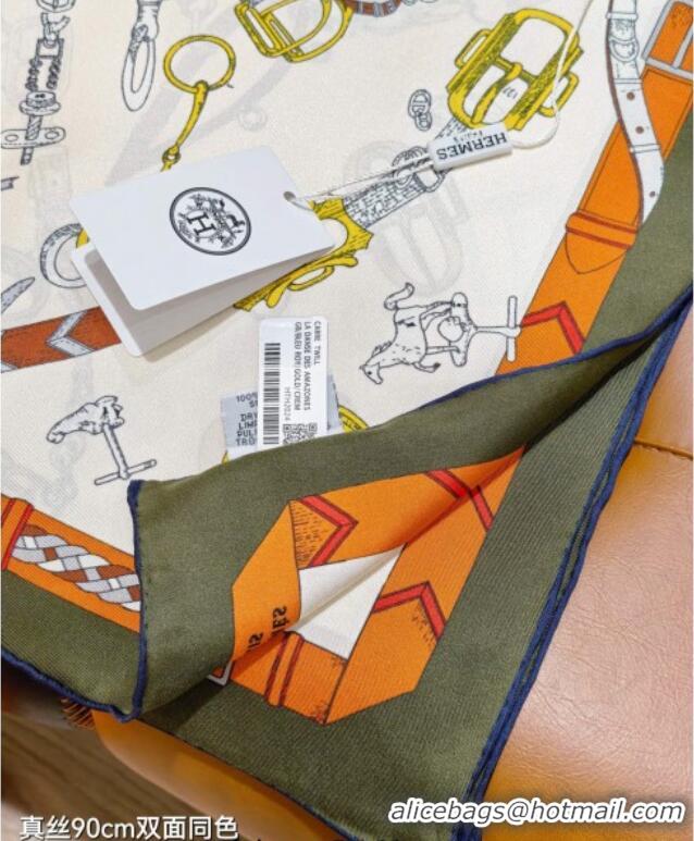 Modern Classic Hermes Silk Square Scarf 90x90cm H111149 Green 2025