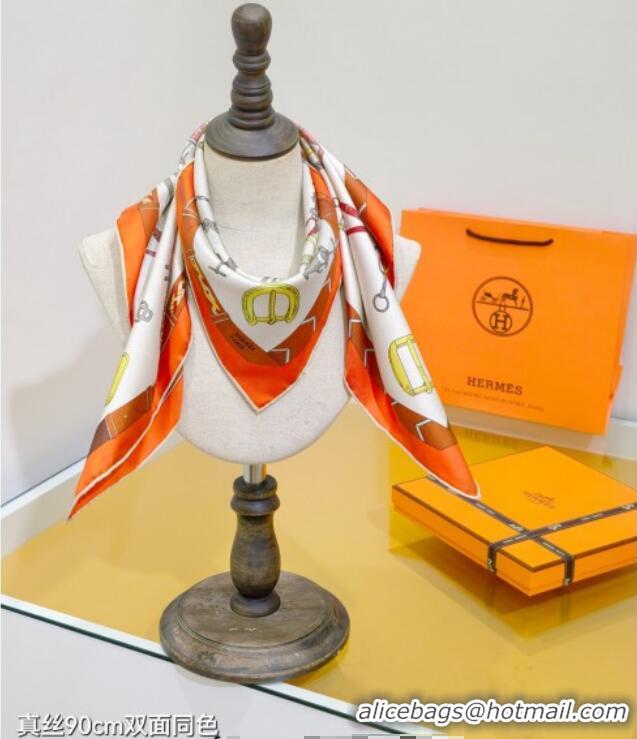 Traditional Specials Hermes Silk Square Scarf 90x90cm H111149 Orange 2025