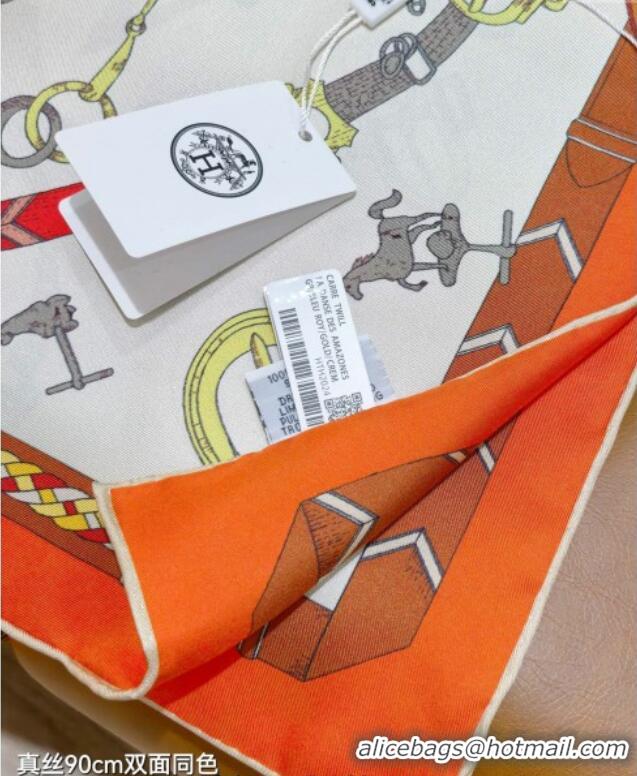 Traditional Specials Hermes Silk Square Scarf 90x90cm H111149 Orange 2025