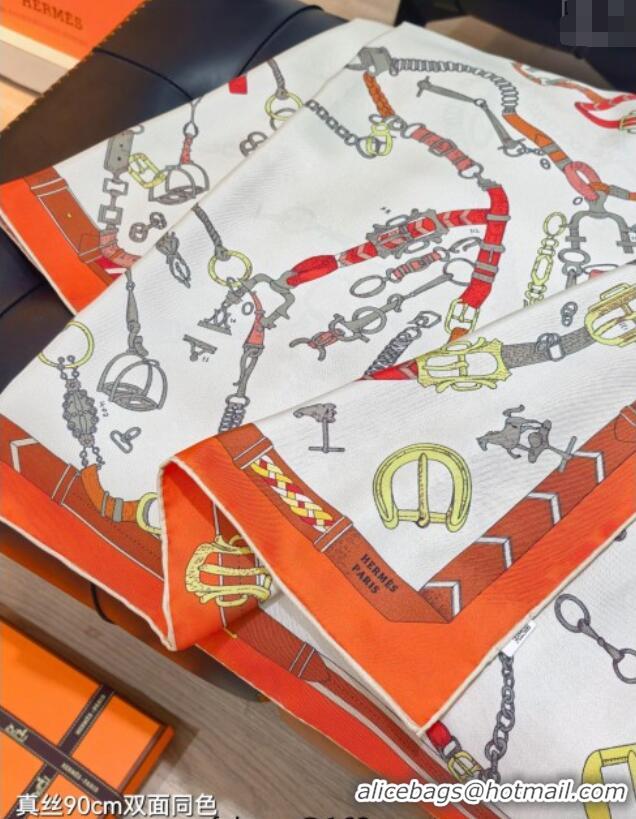 Traditional Specials Hermes Silk Square Scarf 90x90cm H111149 Orange 2025