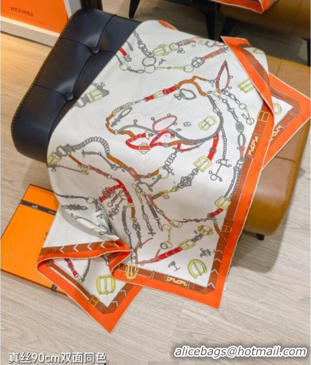 Traditional Specials Hermes Silk Square Scarf 90x90cm H111149 Orange 2025
