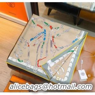 Best Promotional Hermes Silk Square Scarf 90x90cm H111149 Beige 2025