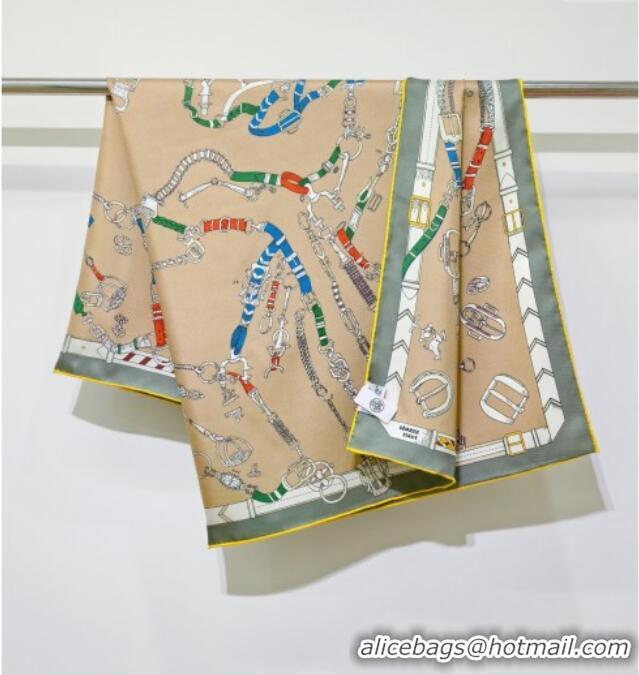 Best Promotional Hermes Silk Square Scarf 90x90cm H111149 Beige 2025