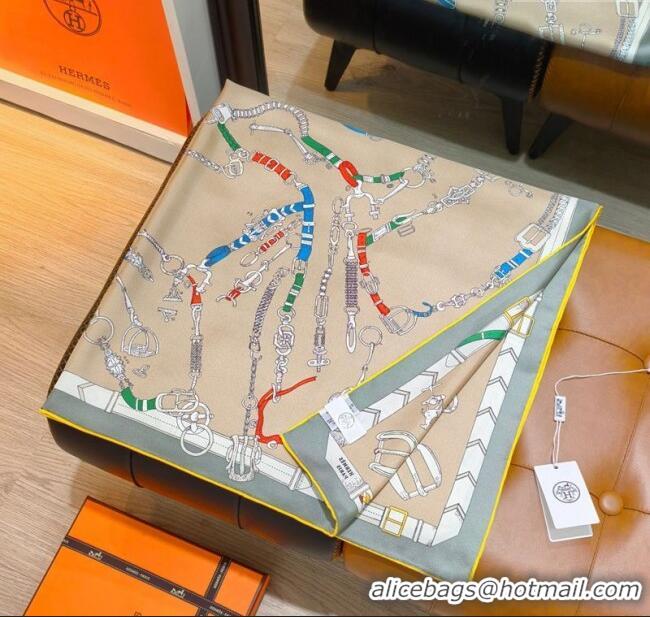 Best Promotional Hermes Silk Square Scarf 90x90cm H111149 Beige 2025