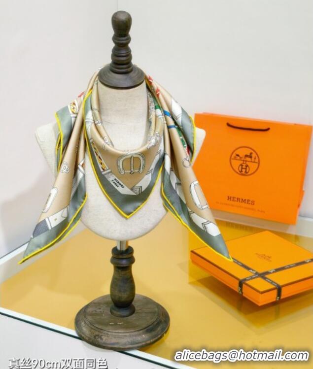 Best Promotional Hermes Silk Square Scarf 90x90cm H111149 Beige 2025