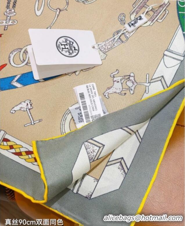 Best Promotional Hermes Silk Square Scarf 90x90cm H111149 Beige 2025