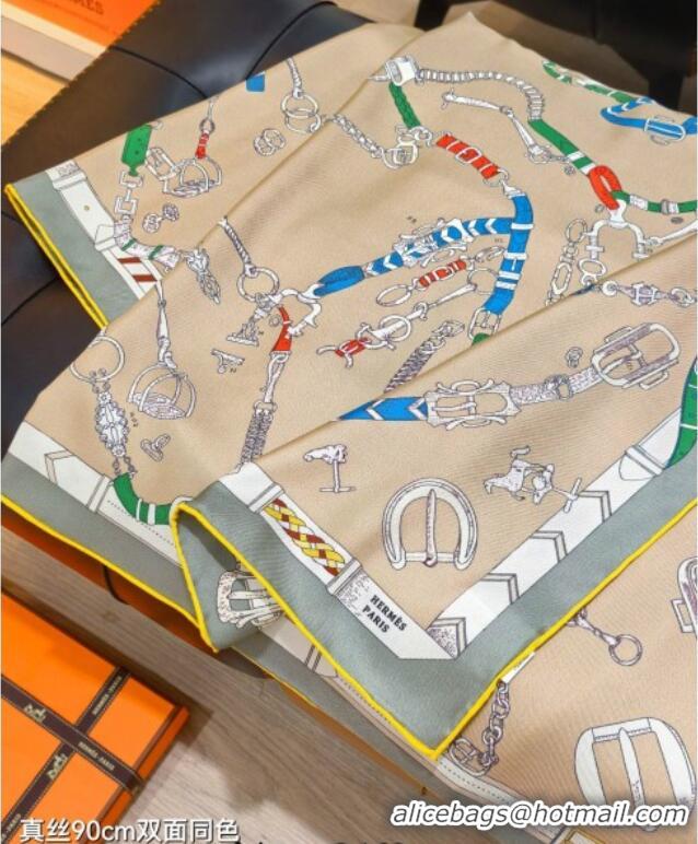 Best Promotional Hermes Silk Square Scarf 90x90cm H111149 Beige 2025