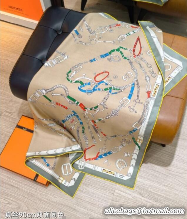 Best Promotional Hermes Silk Square Scarf 90x90cm H111149 Beige 2025