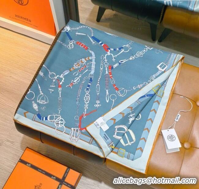 Fashion Discount Hermes Silk Square Scarf 90x90cm H111149 Blue 2025