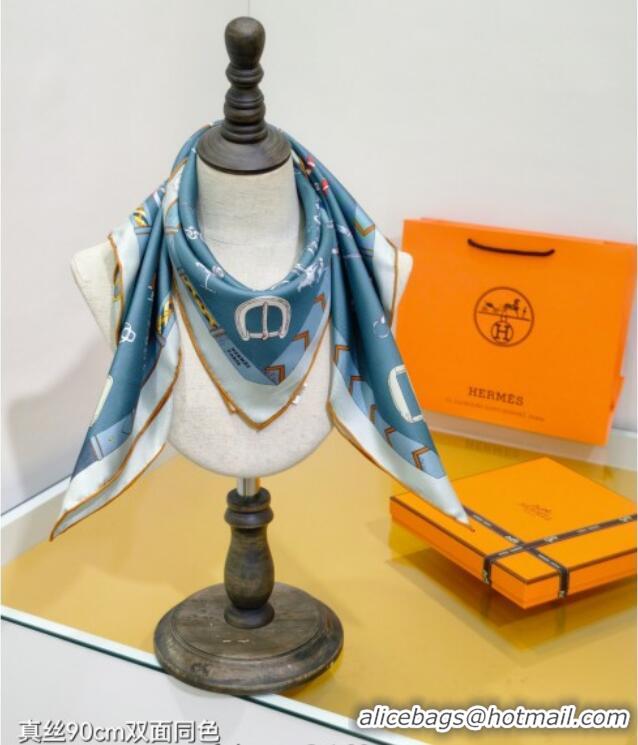 Fashion Discount Hermes Silk Square Scarf 90x90cm H111149 Blue 2025