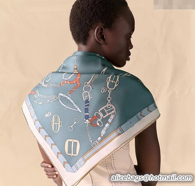 Fashion Discount Hermes Silk Square Scarf 90x90cm H111149 Blue 2025