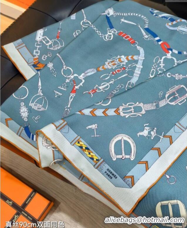 Fashion Discount Hermes Silk Square Scarf 90x90cm H111149 Blue 2025