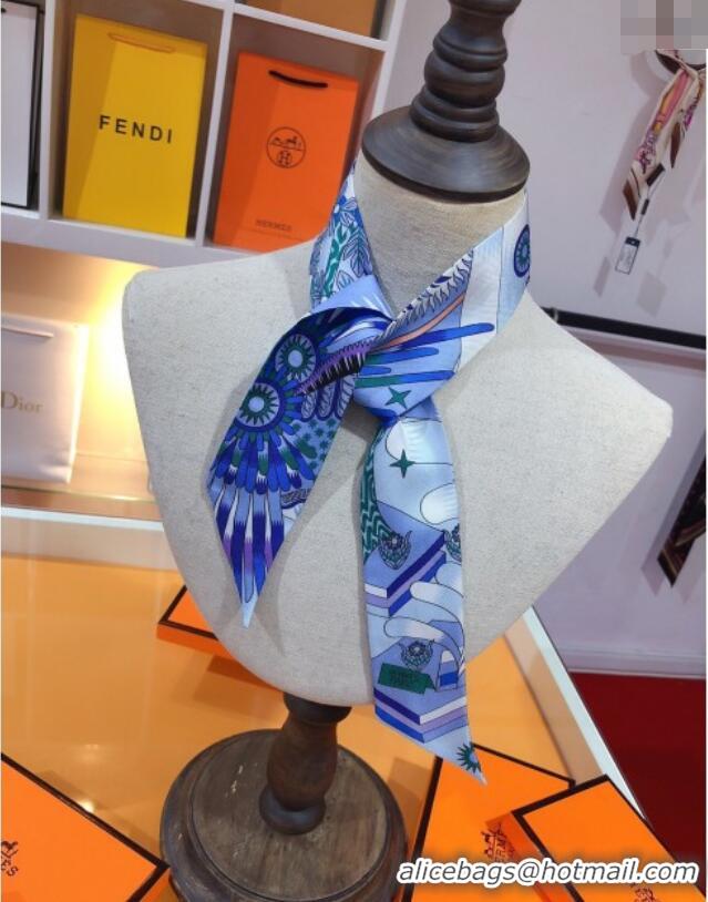 Luxury Discount Hermes La Source De Pegase Twilly Silk Bandeau Scarf 5x86cm 11153 Blue 2025