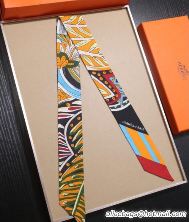 Big Discount Hermes Le Jardin De La Maharani Twilly Silk Bandeau Scarf 5x86cm 11153 Orange 2025