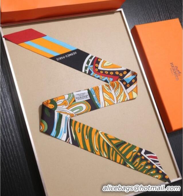 Big Discount Hermes Le Jardin De La Maharani Twilly Silk Bandeau Scarf 5x86cm 11153 Orange 2025