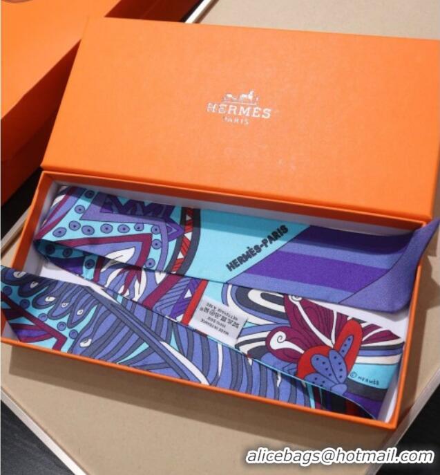 Best Quality Hermes Le Jardin De La Maharani Twilly Silk Bandeau Scarf 5x86cm 11153 Purple 2025