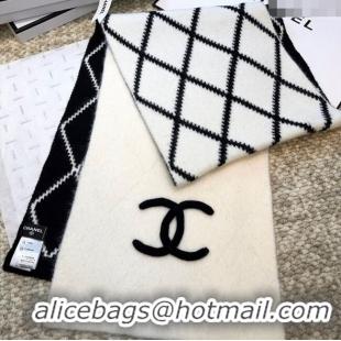 New Cheap Chanel Cashmere Wool Silk Long Scarf 30x180cm CH111158 White 2025