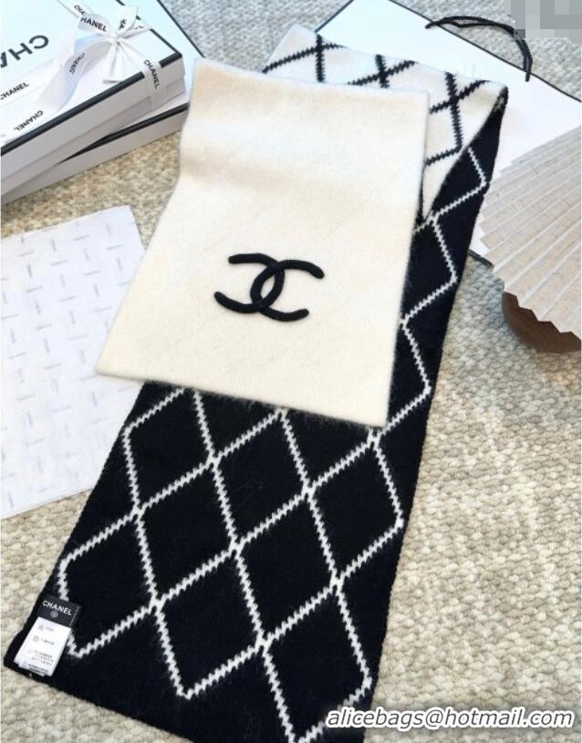 New Cheap Chanel Cashmere Wool Silk Long Scarf 30x180cm CH111158 White 2025