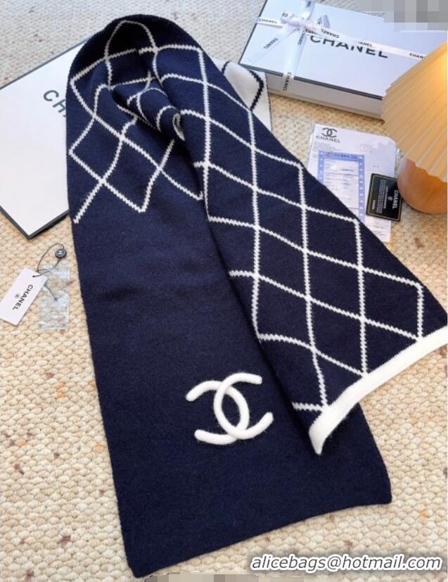 Promotional Chanel Cashmere Wool Silk Long Scarf 30x180cm CH111158 Blue 2025