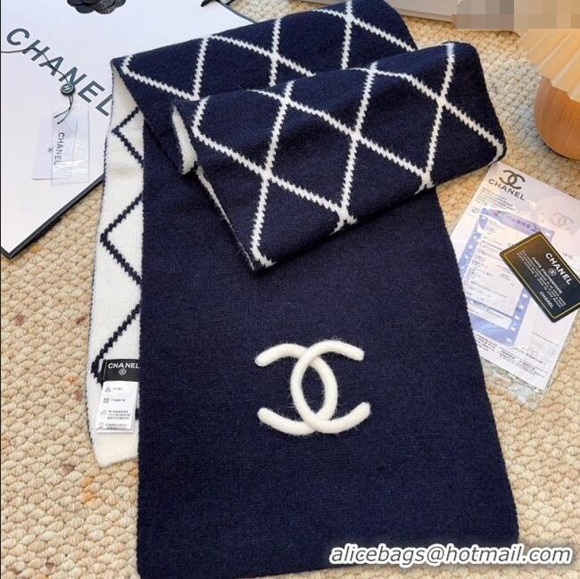 Promotional Chanel Cashmere Wool Silk Long Scarf 30x180cm CH111158 Blue 2025