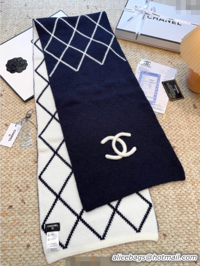 Promotional Chanel Cashmere Wool Silk Long Scarf 30x180cm CH111158 Blue 2025
