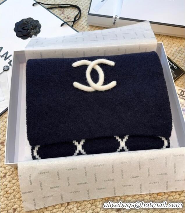 Promotional Chanel Cashmere Wool Silk Long Scarf 30x180cm CH111158 Blue 2025