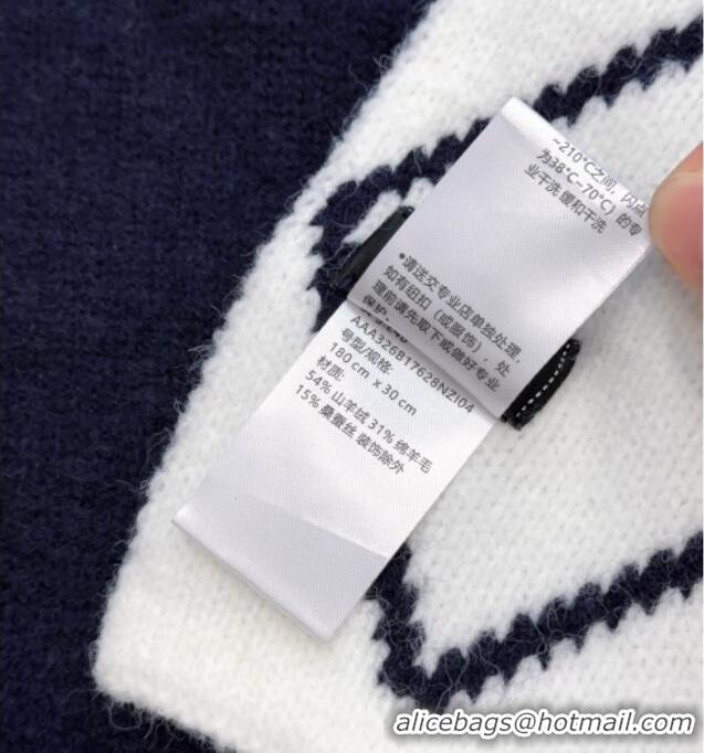 Promotional Chanel Cashmere Wool Silk Long Scarf 30x180cm CH111158 Blue 2025