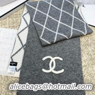 Buy Fashionable Chanel Cashmere Wool Silk Long Scarf 30x180cm CH111158 Grey 2025