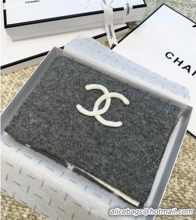 Buy Fashionable Chanel Cashmere Wool Silk Long Scarf 30x180cm CH111158 Grey 2025