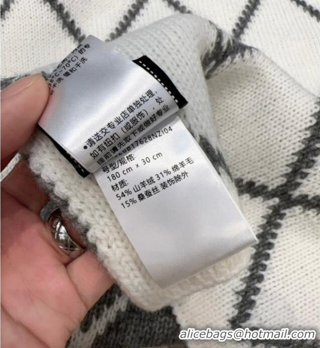 Buy Fashionable Chanel Cashmere Wool Silk Long Scarf 30x180cm CH111158 Grey 2025