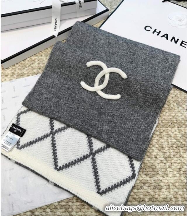 Buy Fashionable Chanel Cashmere Wool Silk Long Scarf 30x180cm CH111158 Grey 2025