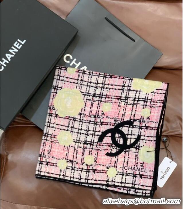 New Design Chanel Cashmere Silk Square Scarf 135x135cm CH111159 Pink 2025